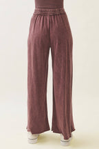 Mineral Wash Side Knit detail wide leg pants HE5878P