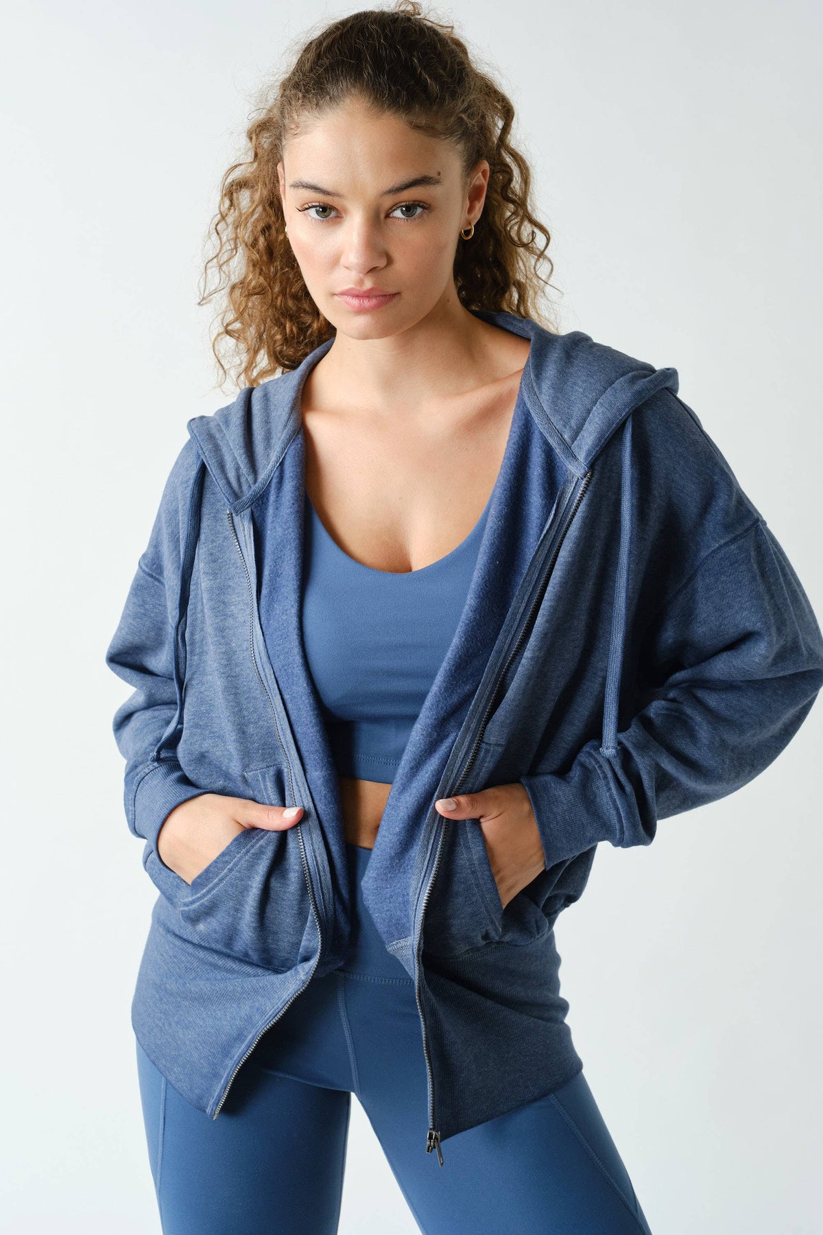 Fleece Hoodie Jacket with Tapered Sleeves