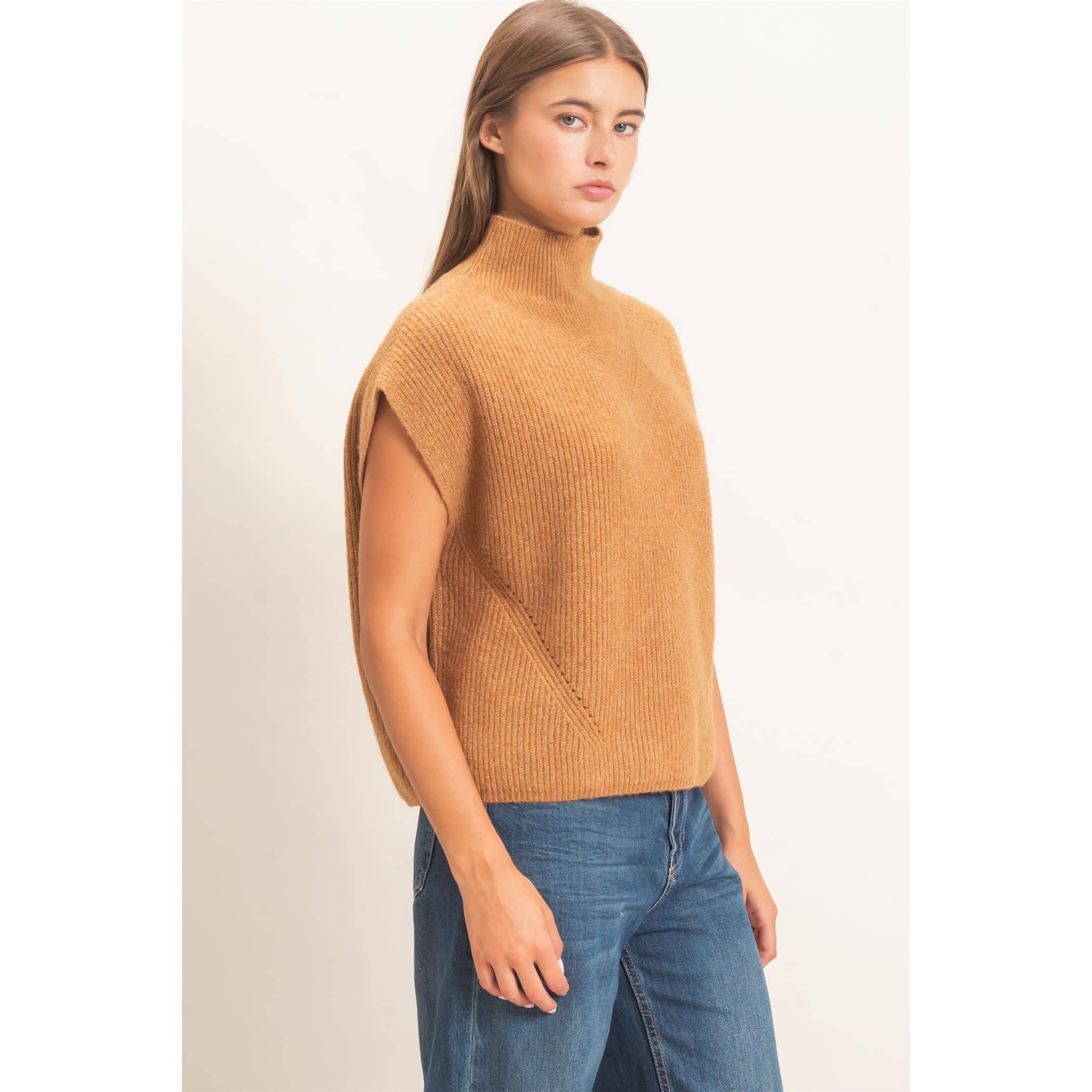 Sleeveless High Neck Sweater