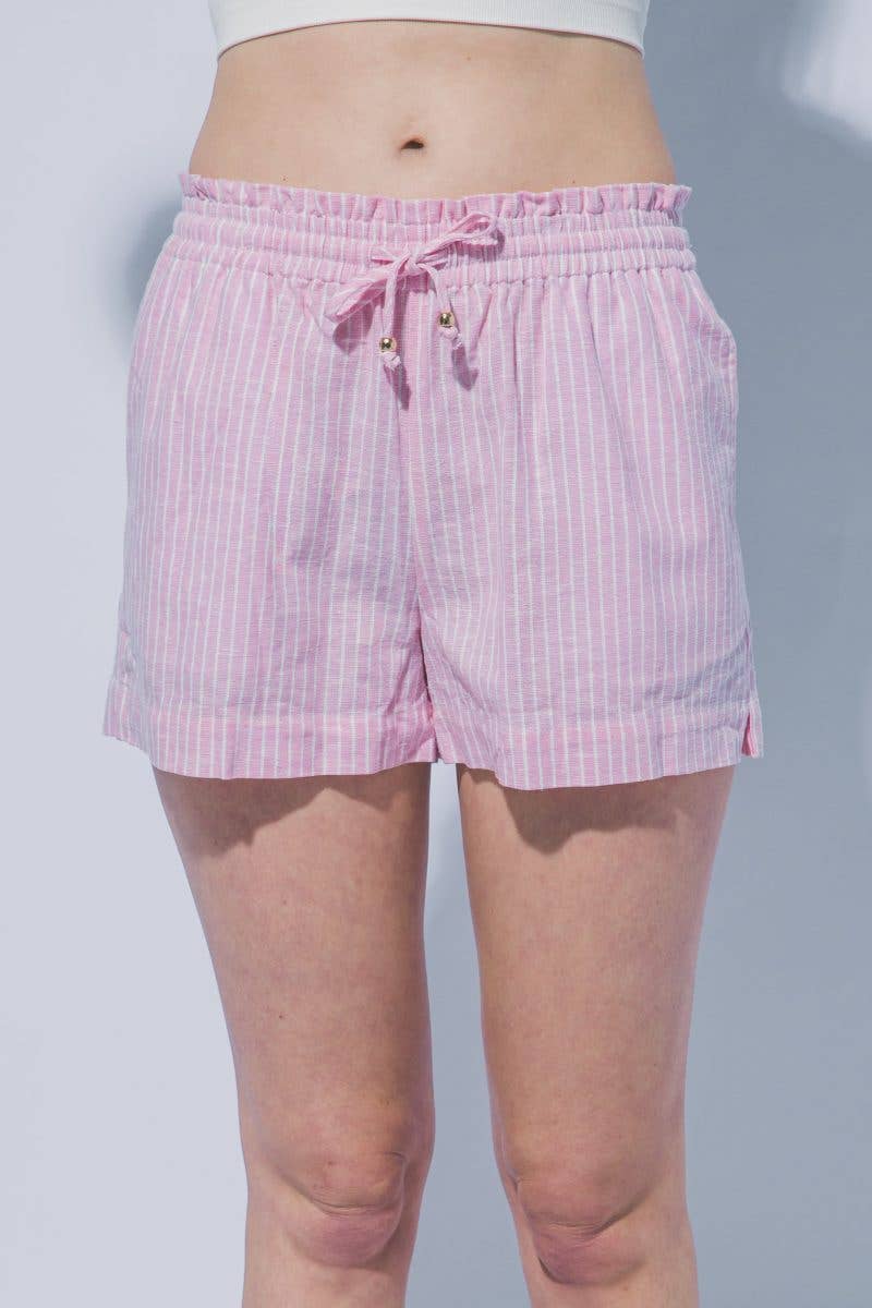 Striped Linen Blend Shorts