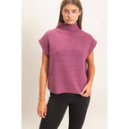 Sleeveless High Neck Sweater