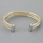 Two Toned Open Twisted Cuff Bracelet