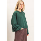 Ribbed Crew Neck Sweatshirt