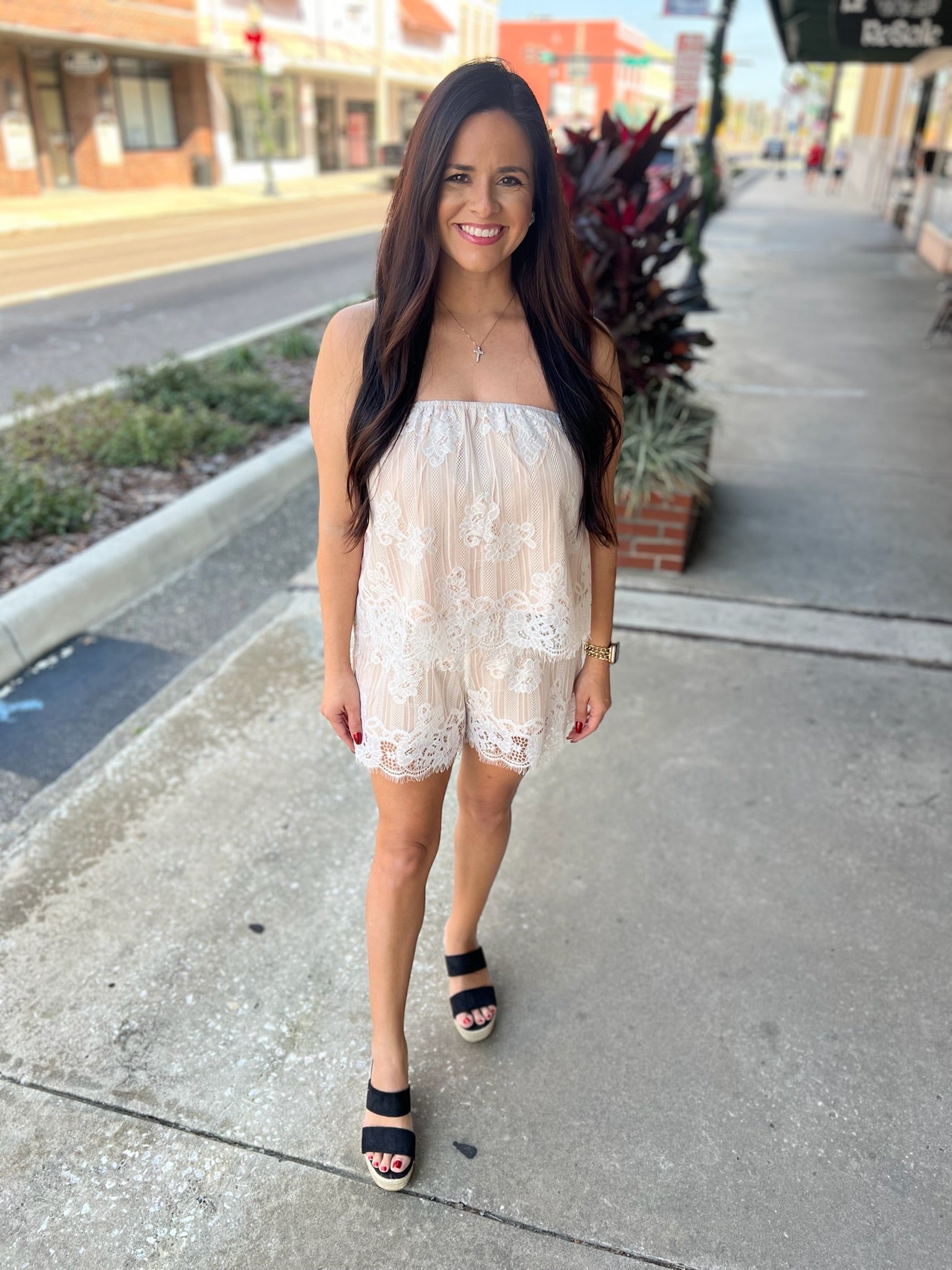 Lace Tube Top + Shorts Set