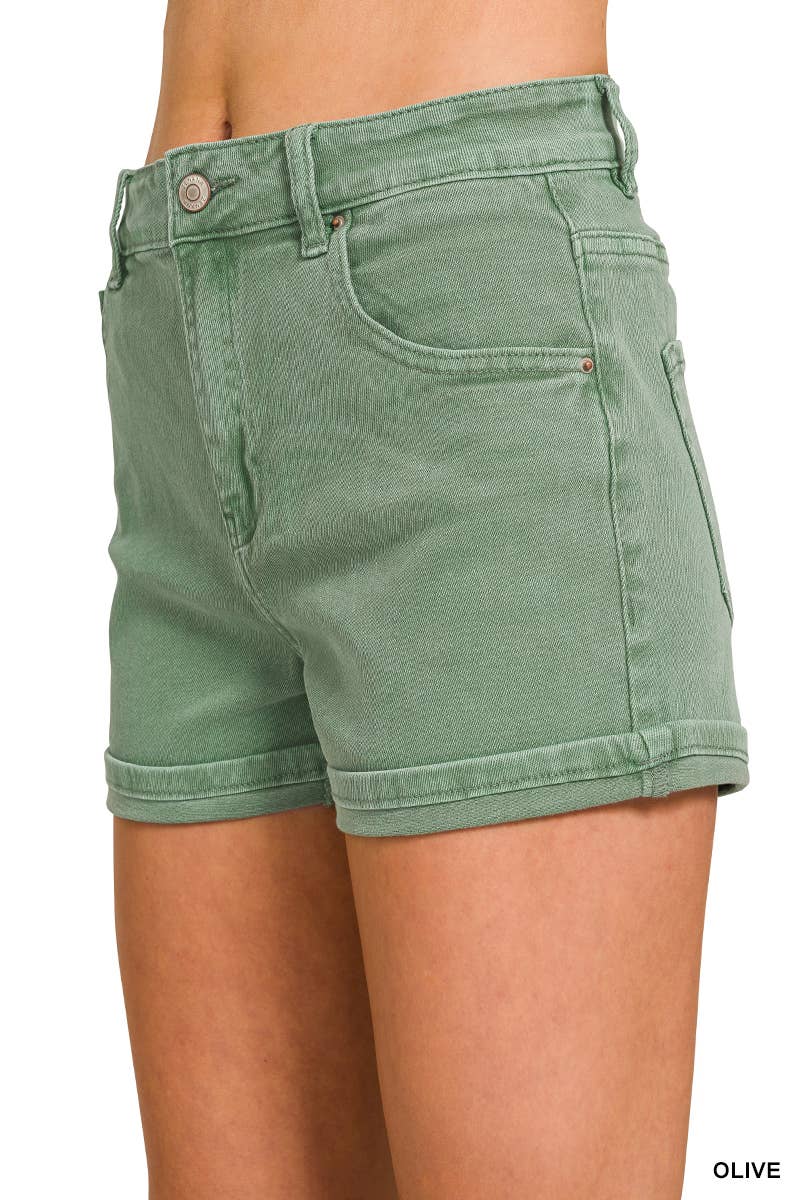 5 Pockets Cuffed Shorts - Zenana