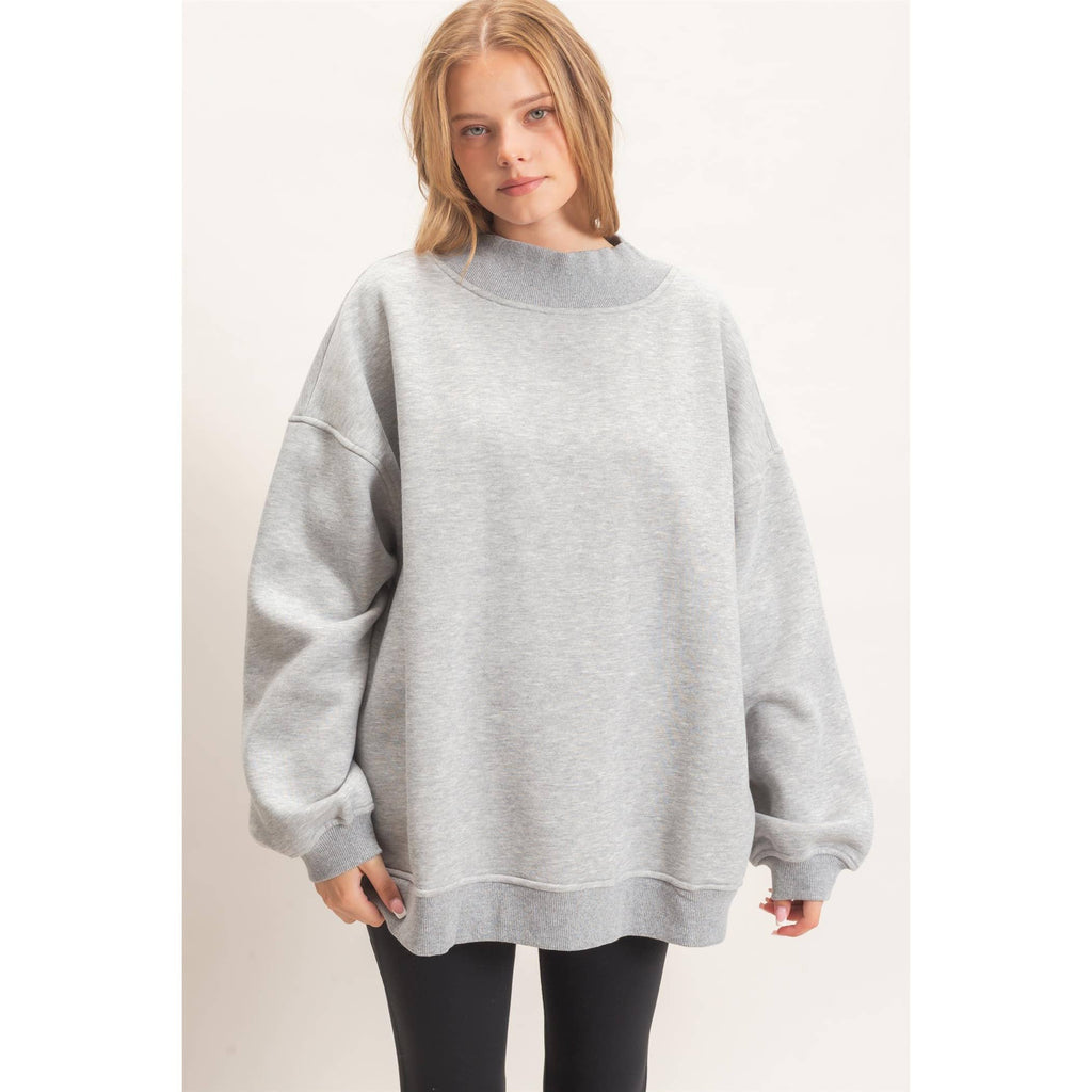 Enzyme Washed Mock Neck Sweatshirt