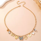 Charm Necklace-Hearts & Checker Butterflies | 80N92815