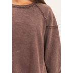 Acid Wash Raw Edge Sweatshirt