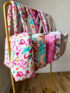 Western Print Everyday Carryall Tote Bag - Fabric Quilted 