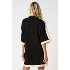 CLOUD KNIT CONTRAST STRIPE POLO MINI SHIRT DRESS