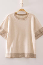 12W3712N-Soft Touch Contrast Rib Knit Top
