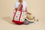 Large Nautical Print Canvas Tote | Beach Carry Bag