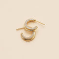 Layered 18k Gold Dip CZ Open Hoop Earrings | 18K Gold-Dipped Layered CZ Open Hoop Earrings