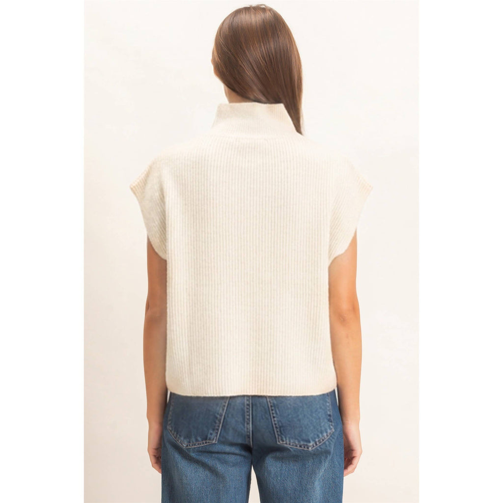 Sleeveless High Neck Sweater