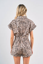 7904-Short Sleeve Leopard Print Romper