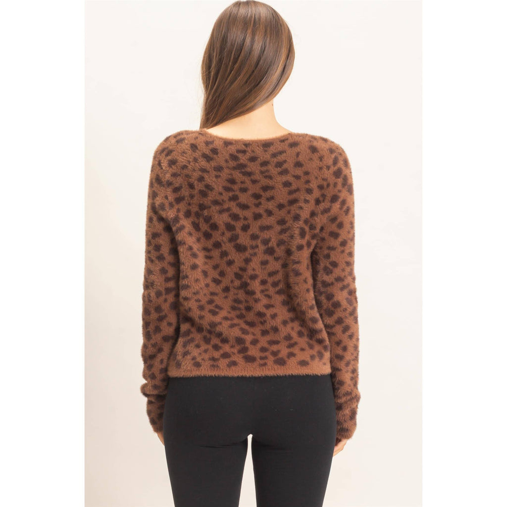 Leopard Print Cardigan Sweater