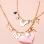 Bow Heart Tea Party Charm Station Necklace