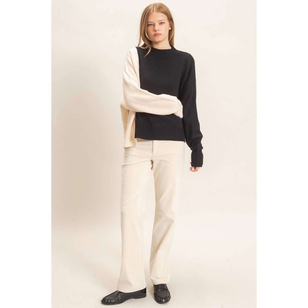 Two-Tone Knit Sweater