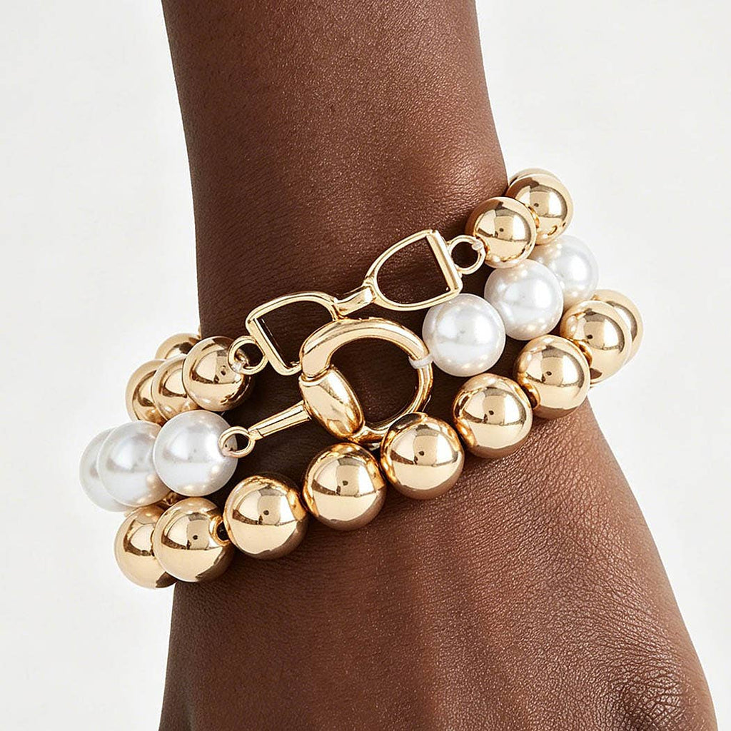 Multi Polished Toggle Beaded Bracelet