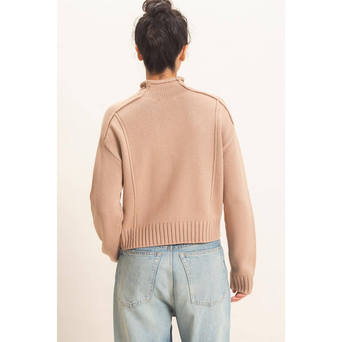 Roll Neck Sweater With Reversed Seam