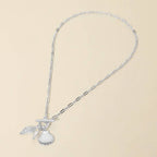 Seashell Pearl Charm Toggle Paperclip Chain Necklace