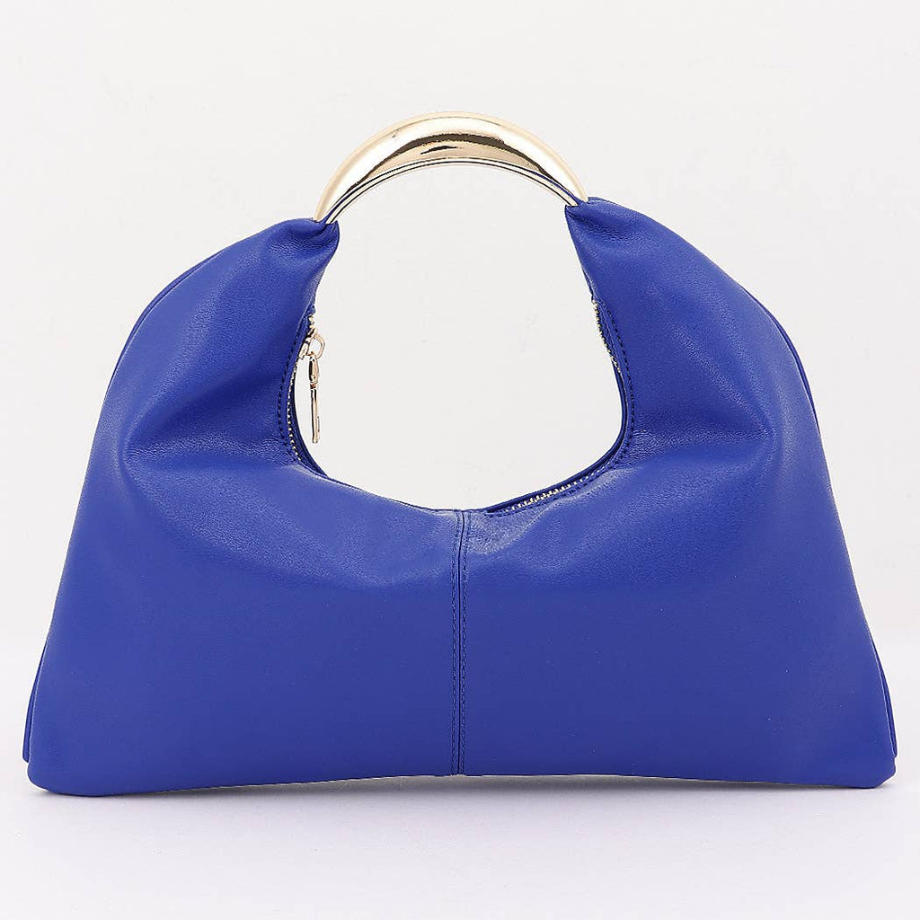 Metallic Top Handle Hobo Bag