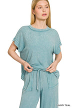 Ribbed Acid Wash Rayon Top & Pants