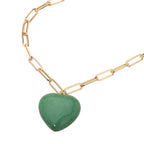 Resin Puffy Heart Pendant Paperclip Chain Necklace