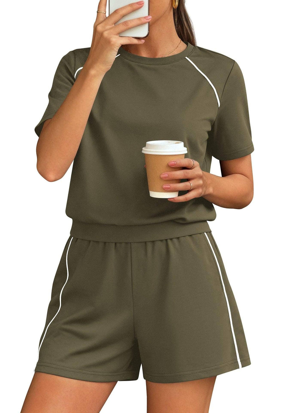 Athleisure Contrast Trim Two Piece Lounge Set