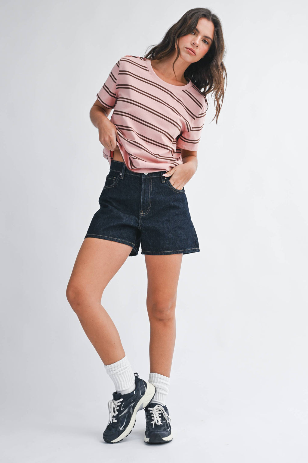 8510HN Striped Boxy Short Sleeve Tee