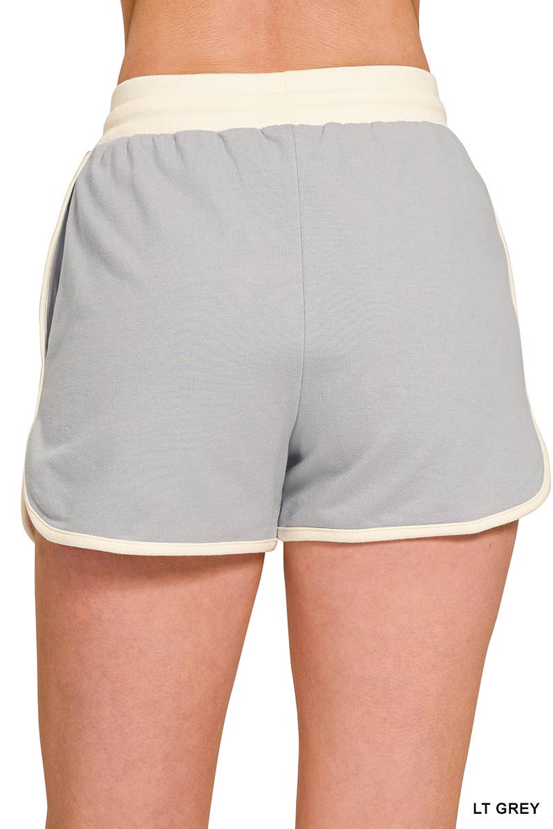 0501 French Terry Contrast Binding Pullover & Shorts Set SI-29799