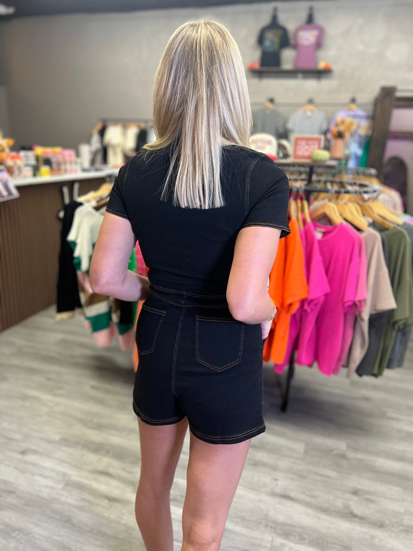 Meet Me At Midnight Denim Romper