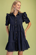 Linen Button Up Shirt Dress