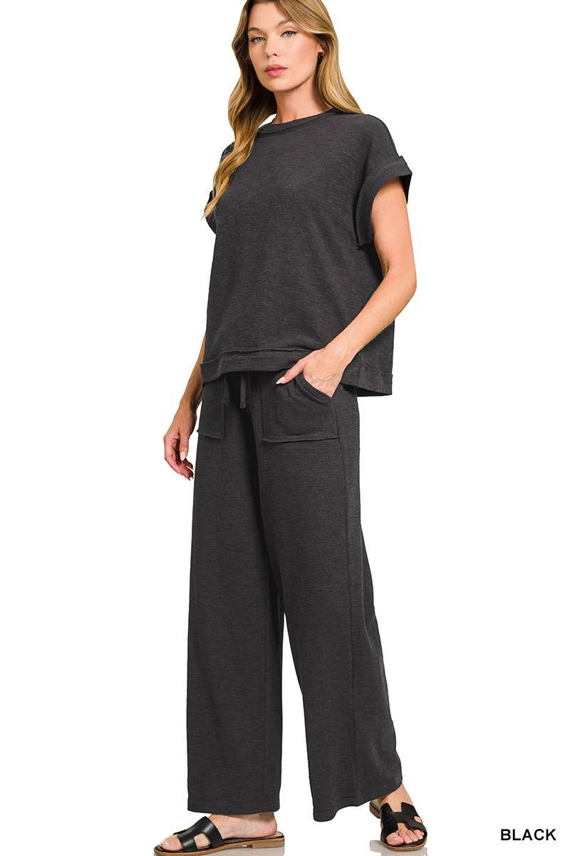 Cotton Slub Top And Pants Set