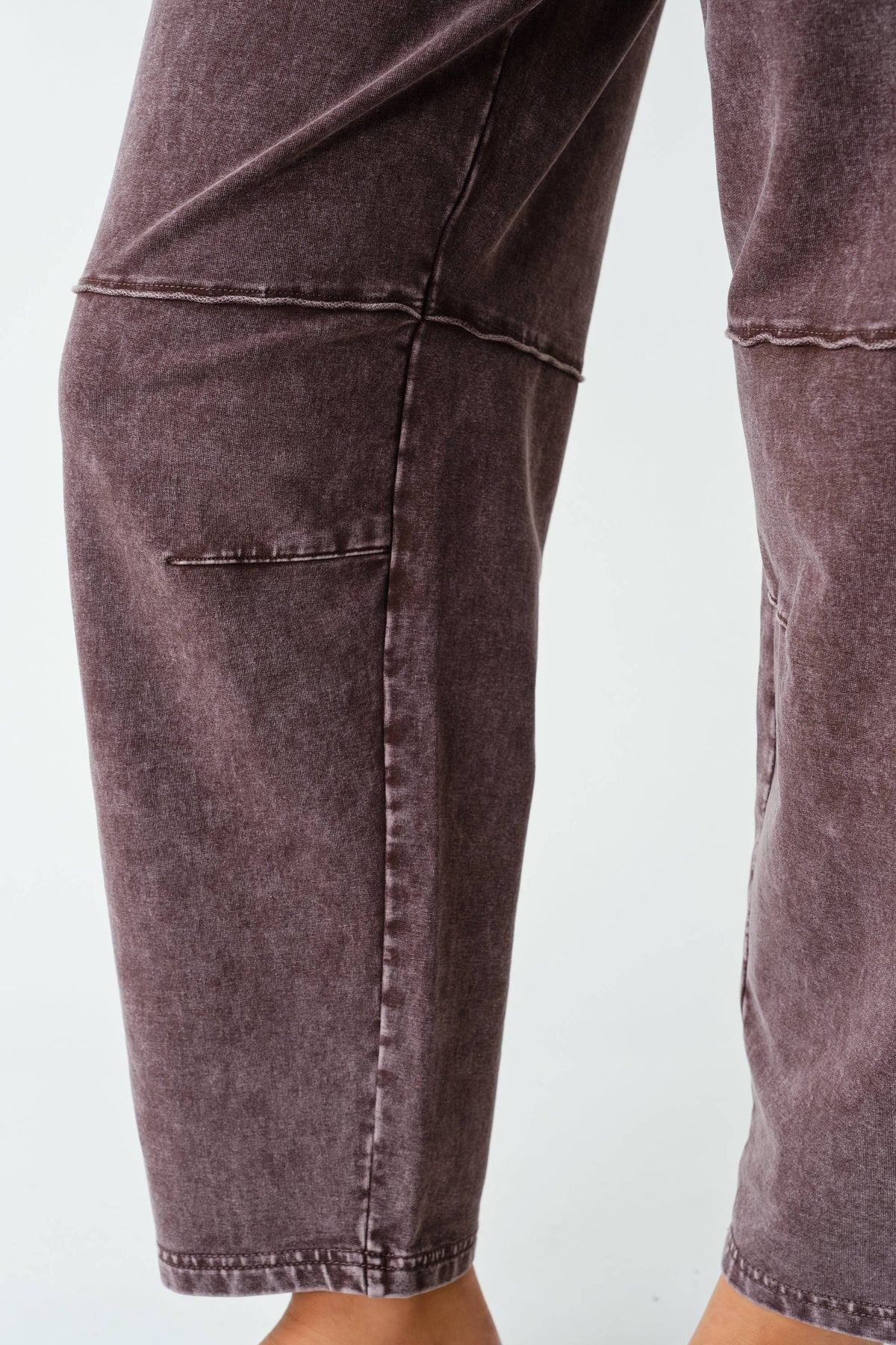 Cotton Blend Mineral Wash Cropped Straight Leg Pants