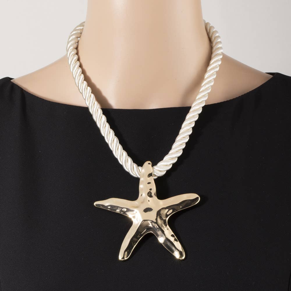 Starfish Twisted Cord Statement Necklace