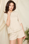 SET10016-RIB PULLOVER WITH SHORTS SET