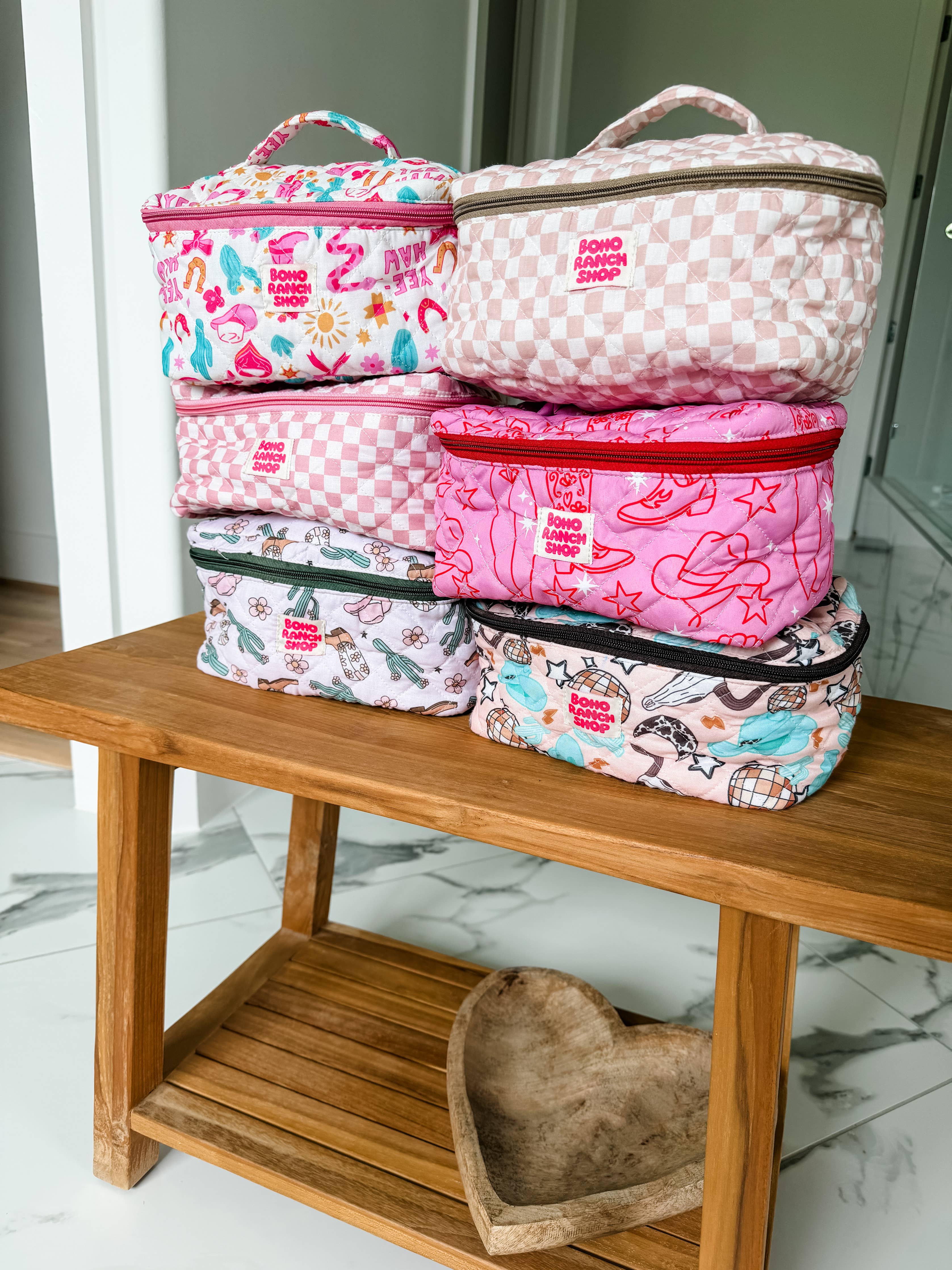 Quilted Western Makeup Bag  | Cowgirl Cosmetic Bag Fabric 