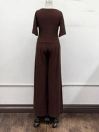 Hacci Rib Matching Pant Set
