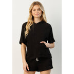 SET10016-RIB PULLOVER WITH SHORTS SET