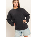 Acid Wash Crew Neck Long Sleeve Sweatshirt