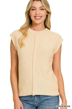 Center Seam Sleeveless Sweater