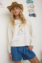 BEACH COWGIRL LONG SLEEVE KNIT TOP: LIGHT PINK