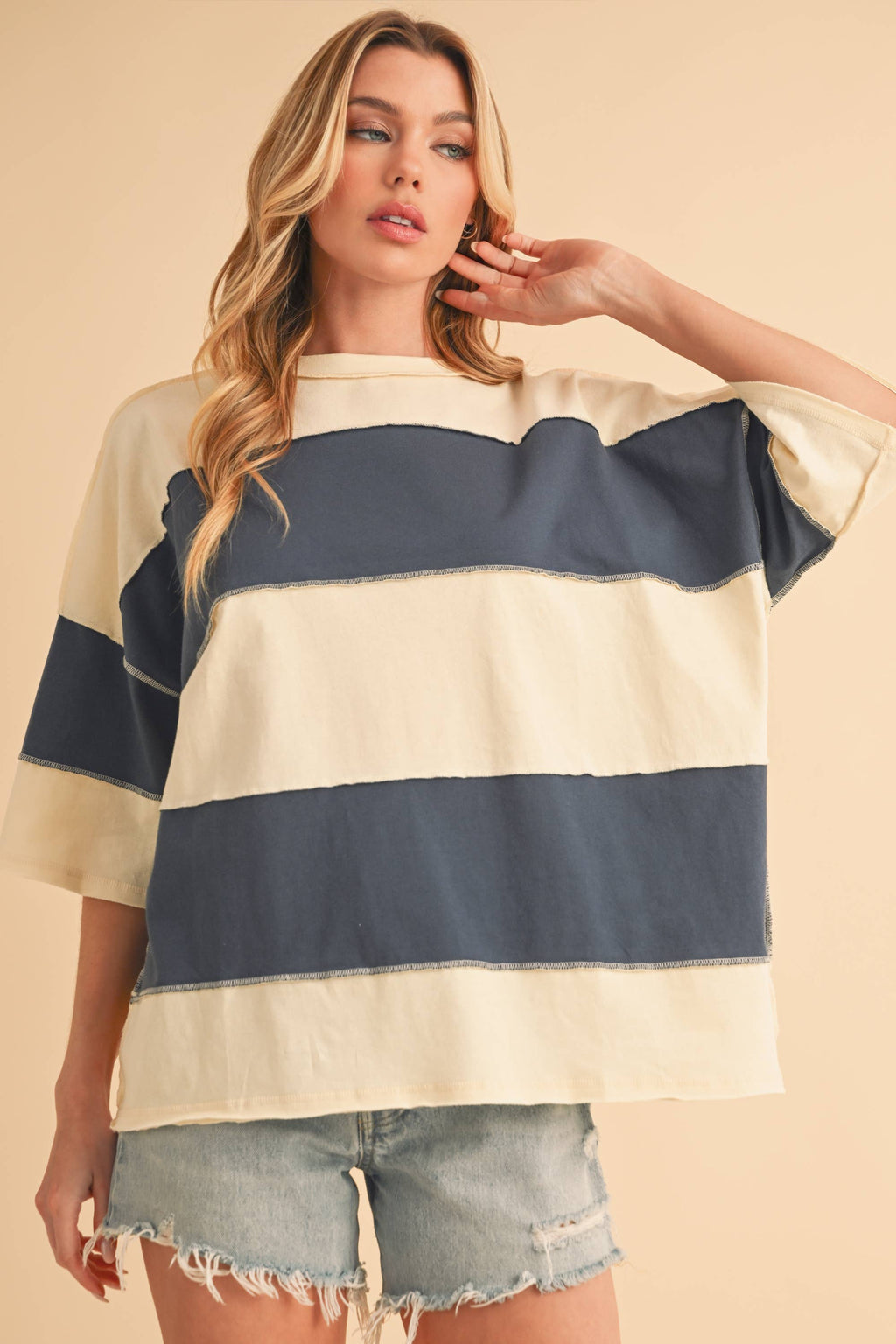 8417FN Polly Color Block Top