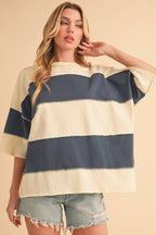 8417FN Polly Color Block Top