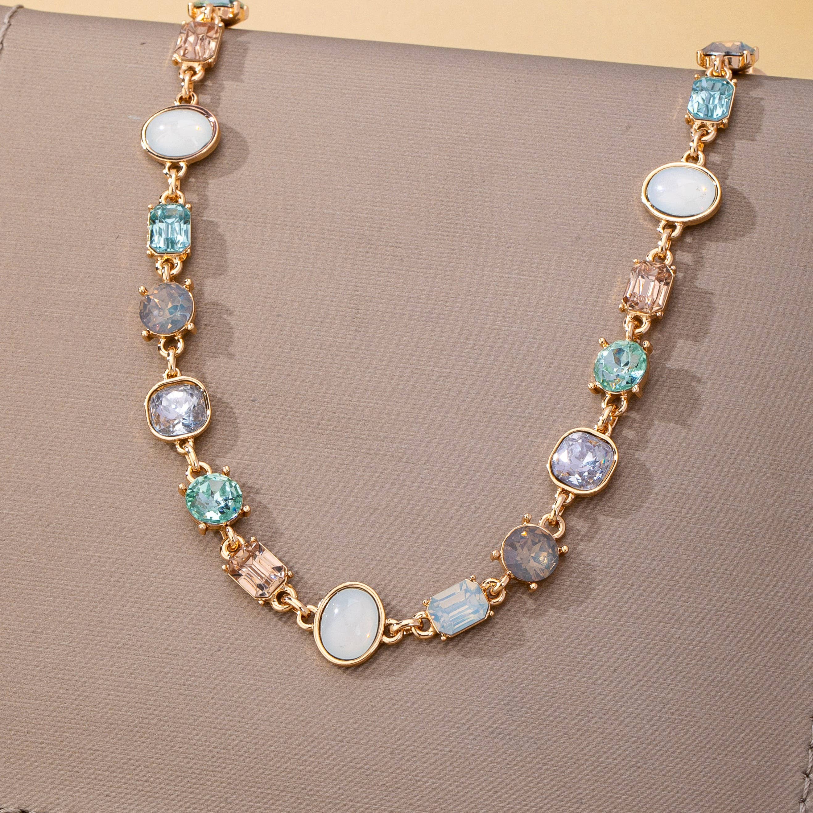 Multi Gemstone Opal Crystal Link Necklace | 80N93406