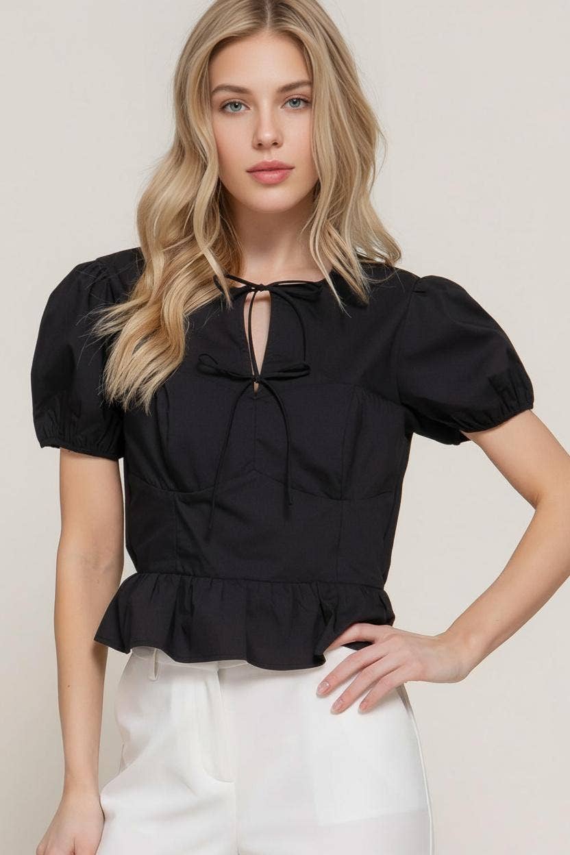 0109 Short Puff Sleeve Poplin Shirt SI-27877