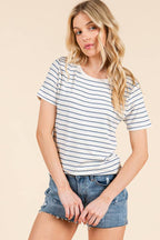 AY34568S4 - SHORT SLEEVE MULTI COLOR STRIPE TOP