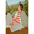 Striped Boat Neck Knit Sweater