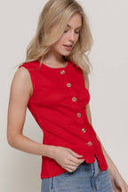 Sleeveless Crew Neck Texture Knit Vest